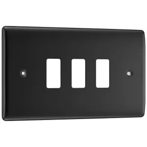 GRID FRONT PLATE NEXUS METAL MATT BLACK - 3 GANG