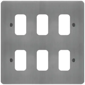 GRID FRONT PLATE 2 X 3 BRUSHED STEEL