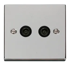 Twin Coaxial Socket Outlet - Black