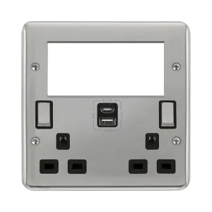 2 GANG 3 PIN SAFETY SHUTTER TYPE A & C USB SWITCHE