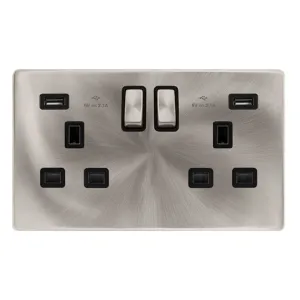 13A INGOT 2 GANG SWITCHED SOCKET WITH 2.1A USB OUT