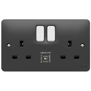 13A 2G DP Sw.Socket USB C+C PD Grey