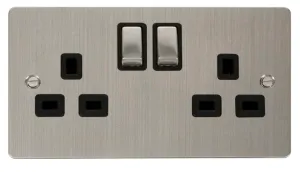 Ingot 2-Gang 13A DP Switched Socket  - Black