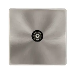 SINGLE ISOLATED COAXIAL OUTLET - BRUSHED STEEL COV