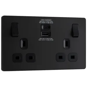 EVOLVE MATT BLACK (BLACK) DOUBLE SWITCHED 13A POWE
