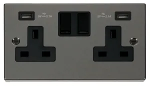 13A 2 Gang Switched Socket With Twin 2.1A USB Outl