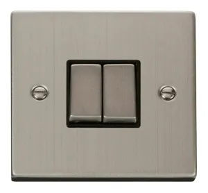 Plate Switch, 2 Gang 2 Way, Black Insert Victorian
