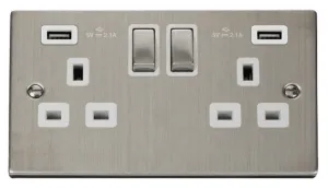 13A Ingot 2 Gang Switched Sockets With Twin 2.1A U