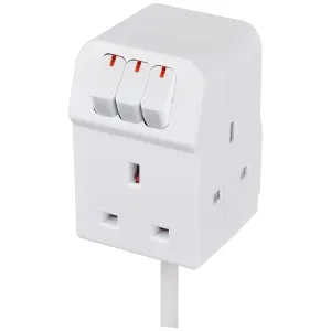 3 SOCKET 2M 13 AMP INDIVIDUALLY SWITCHED COMPACT E