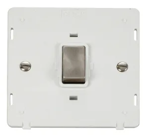 Ingot 20A 1 Gang DP Switch Insert - White / Brushe