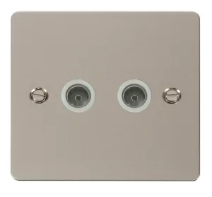 2 Gang Coaxial Socket  - White