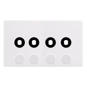 4 GANG UNFURNISHED DIMMER PLATE & KNOBS - POLAR WH
