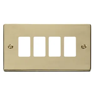 4 Gang GridPro Frontplate - Polished Brass
