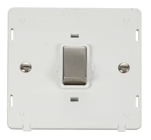Ingot 20A 1 Gang DP Switch Insert - White / Stainl