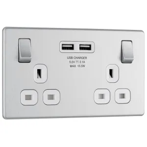 SCREWLESS FLATPLATE BRUSHED STEEL DOUBLE SWITCHED