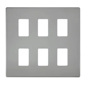 6 Gang GridPro Frontplate - Polished Chrome