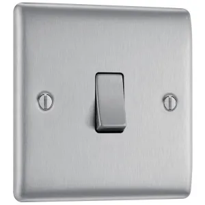 NEXUS METAL BRUSHED STEEL SINGLE SWITCH, 20A 16AX