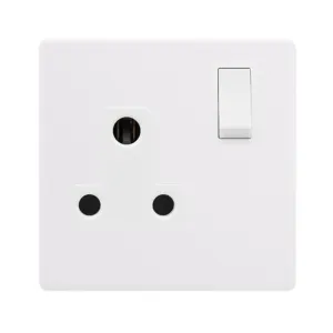 15A ROUND PIN SWITCHED SOCKET - POLAR WHITE COVER