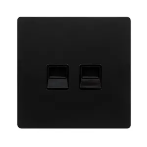 TWIN TELEPHONE MASTER OUTLET - MATT BLACK COVER PL