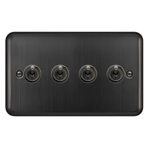 10AX 4 GANG 2 WAY TOGGLE PLATE SWITCH - MATT BRONZ