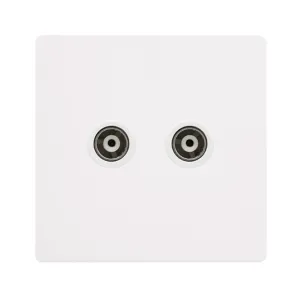TWIN ISOLATED COAXIAL OUTLET - METAL WHITE COVER P