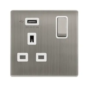 13A INGOT 1 GANG SWITCHED SOCKET WITH 2.1A USB OUT