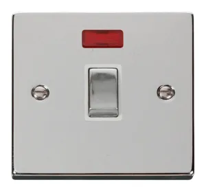 20A 1 Gang DP 'Ingot' Switch + Neon - White