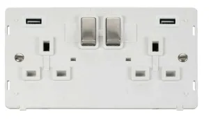 13A Ingot 2 Gang Switched Socket With Twin 2.1A US