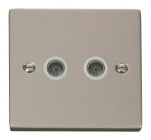Twin Coaxial Socket Outlet - White