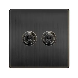 10AX 2 GANG 2 WAY TOGGLE SWITCH - MATT BRONZE