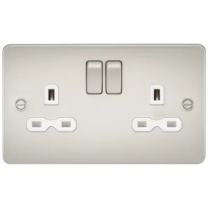 13A 2G DP Switched Socket with Twin Earths - Pearl