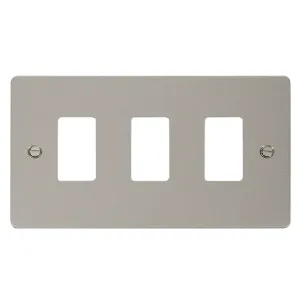 3 Gang GridPro Frontplate - Pearl Nickel