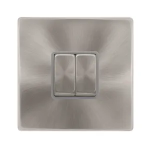 10AX INGOT 2 GANG 2 WAY SWITCH - BRUSHED STEEL COV