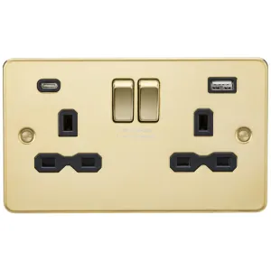 13A 2G SP Switched Socket with Dual USB A+C (5V DC