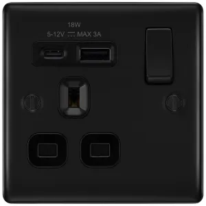 NEXUS METAL MATT BLACK SINGLE SWITCHED 13A POWER S