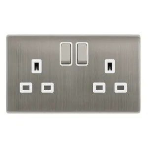 13A INGOT 2 GANG DP SWITCHED SOCKET - STAINLESS ST