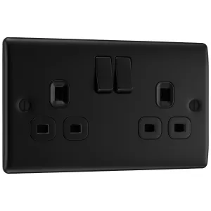 NEXUS METAL MATT BLACK DOUBLE SWITCHED 13A POWER S