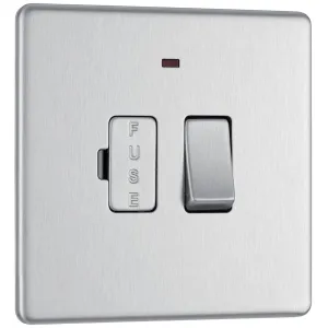 SCREWLESS FLATPLATE BRUSHED STEEL SWITCHED 13A FUS