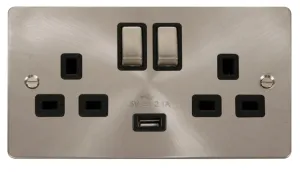 Brushed Stainless Steel 13A 2G Ingot Switched Sock