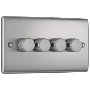 NEXUS METAL BRUSHED STEEL 200W QUADRUPLE DIMMER SW