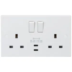 13A 2G DP Switched Socket with Dual USB-C 20V DC 1