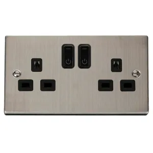 Socket, Deco 2 Gang Smart Swd Outlet, Zigbee Black Insert