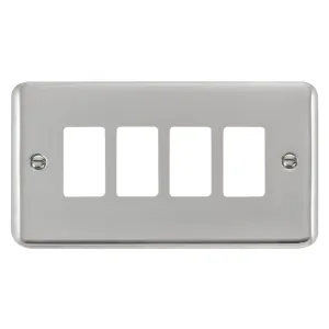 4 Gang GridPro Frontplate - Polished Chrome