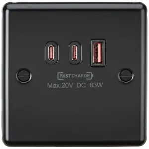 230V Triple USB Charger Plate 2xUISB-C 1xUSB-A [20