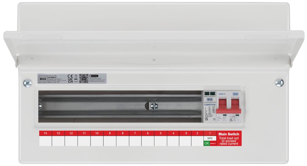 METAL CONSUMER UNIT 16 MOD 13 WAY UNPOPULATED WITH