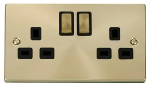 2 Gang 13A DP 'Ingot' Switched Socket Outlet - Bla