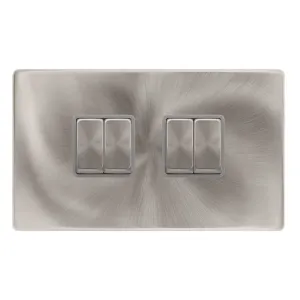10AX INGOT 4 GANG 2 WAY SWITCH - BRUSHED STEEL COV