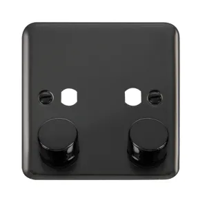 DPBN 2 GANG DOUBLE DIMMER PLATE & KNOBS
