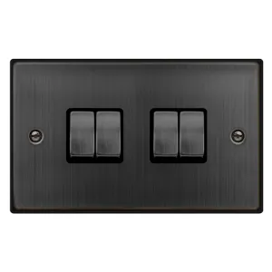 10AX INGOT 4 GANG 2 WAY PLATE SWITCH - MATT BRONZE