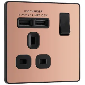 EVOLVE POLISHED COPPER (BLACK) SINGLE SWITCHED 13A